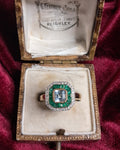 Blue Topaz, Emerald & Diamond Ring