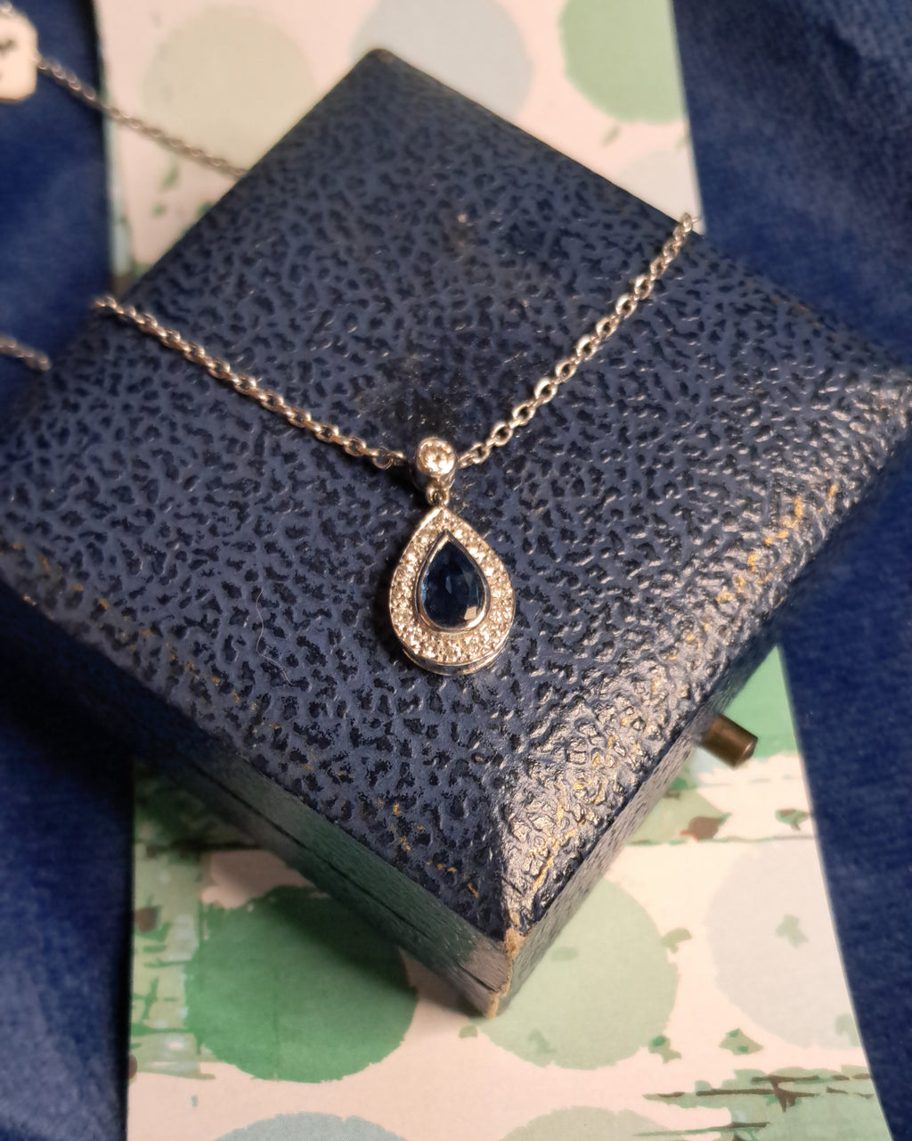 Sapphire & Diamond Pendant and Chain